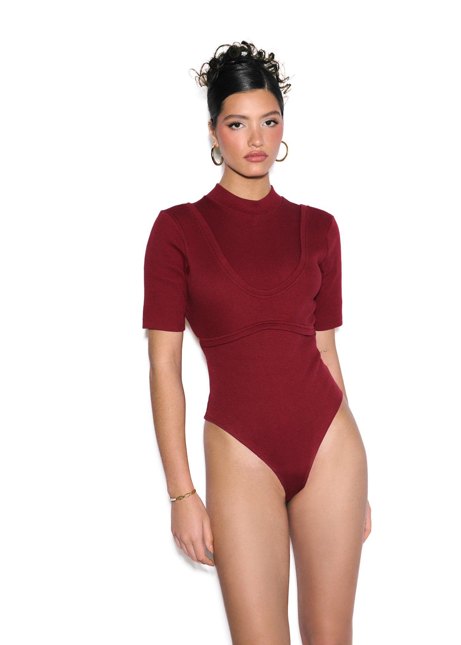Bodysuit with open back, Burgundy