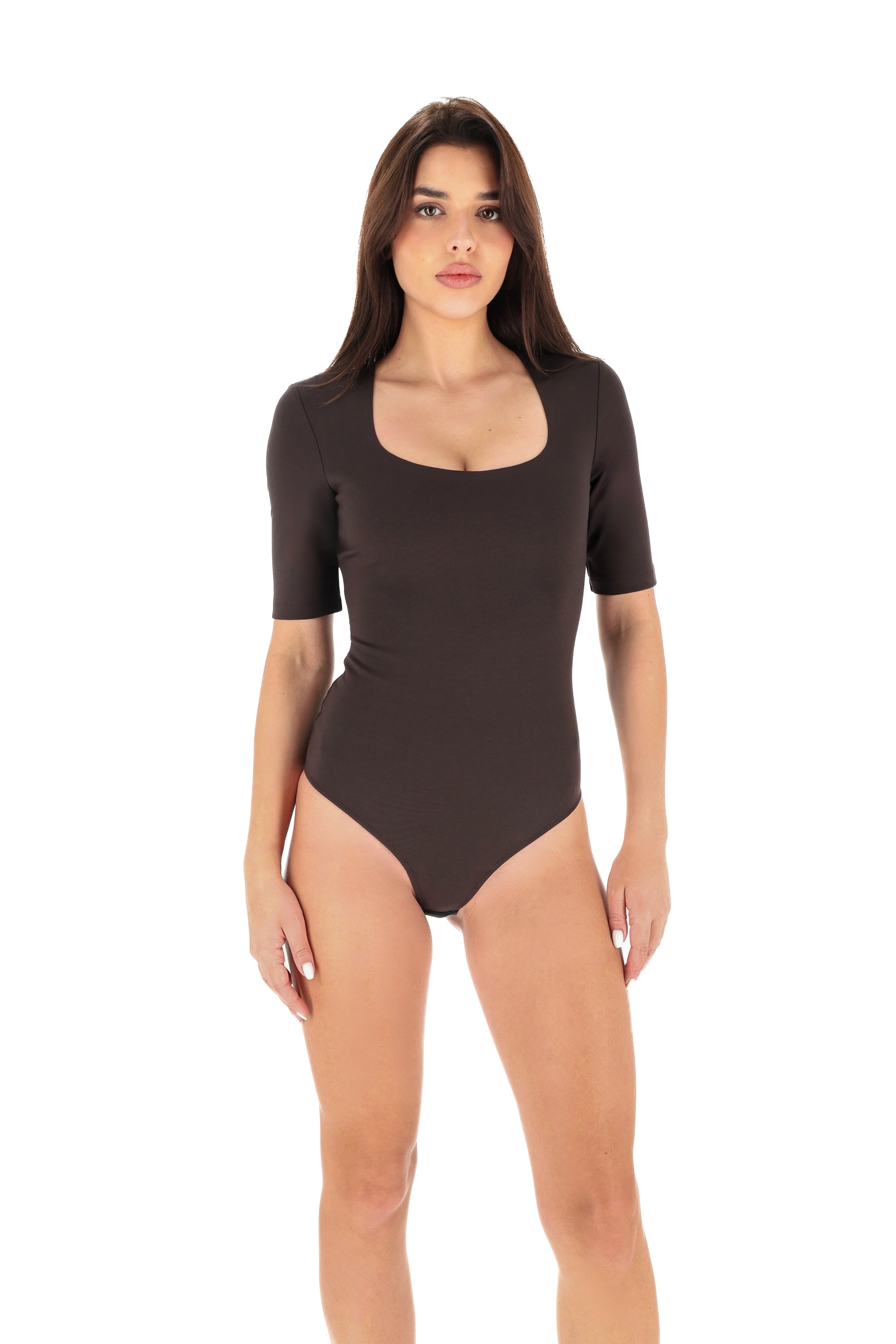 Timeless short-sleeve bodysuit, Brown