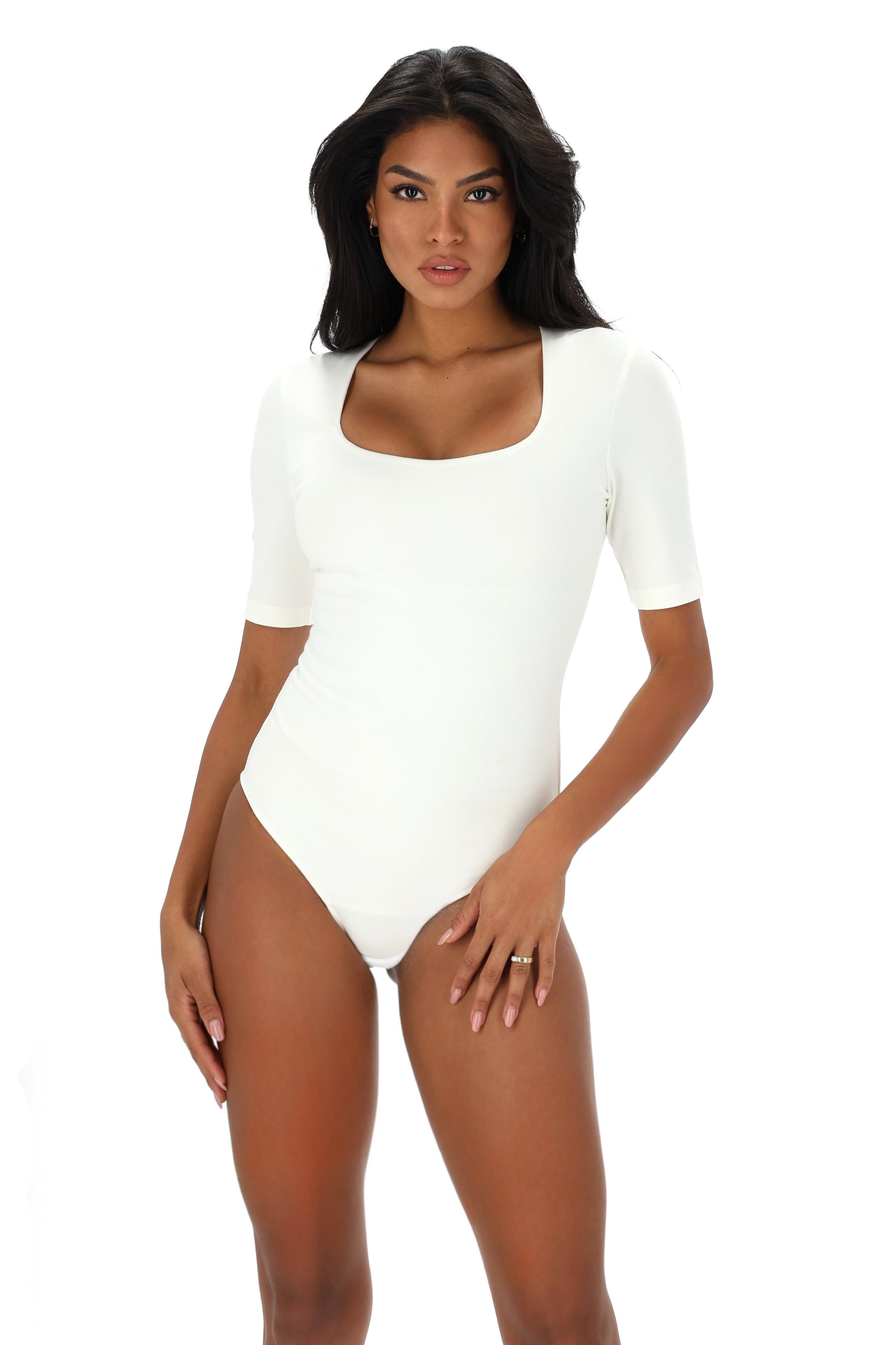 Timeless short-sleeve bodysuit, Off-White