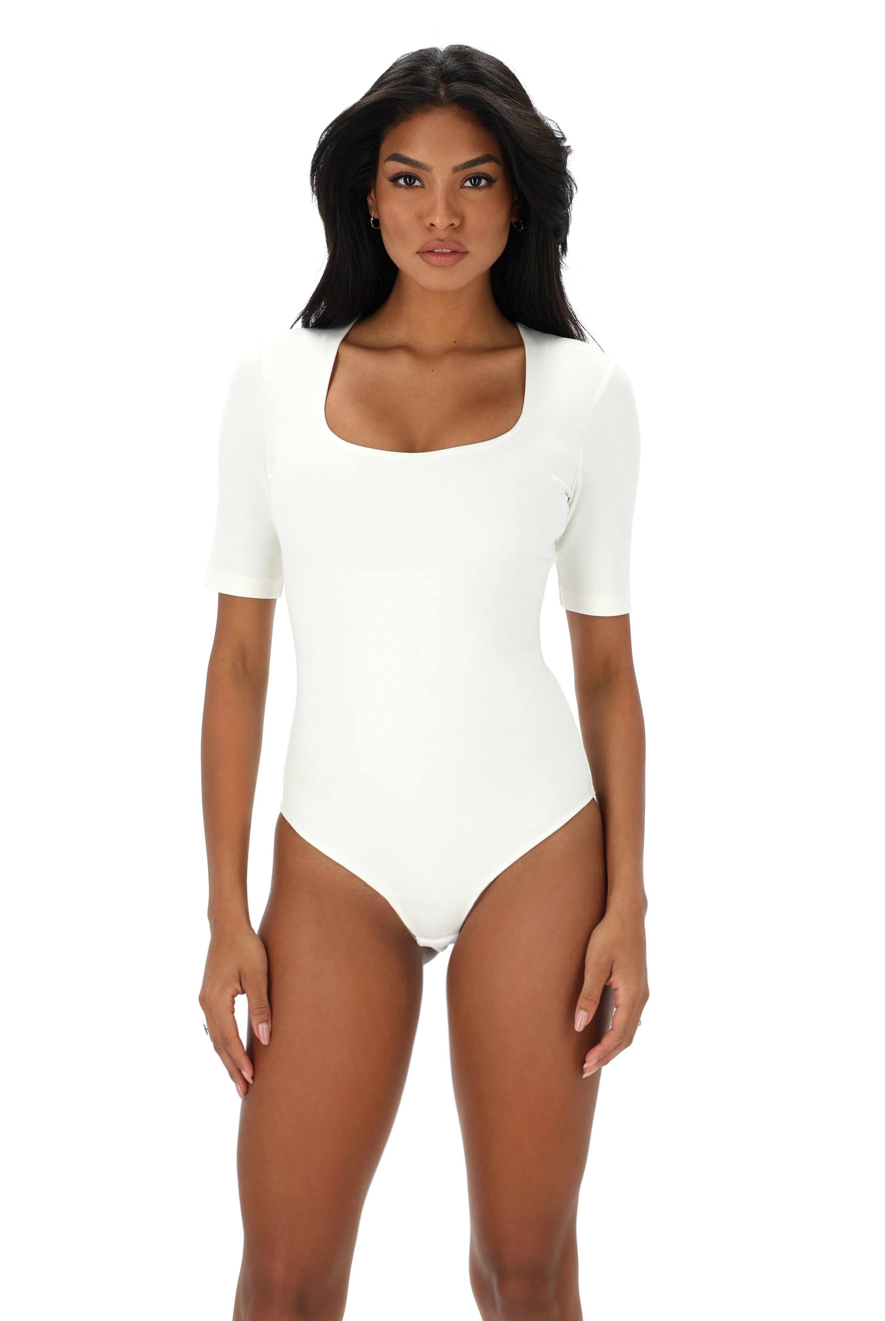 Timeless short-sleeve bodysuit, Off-White