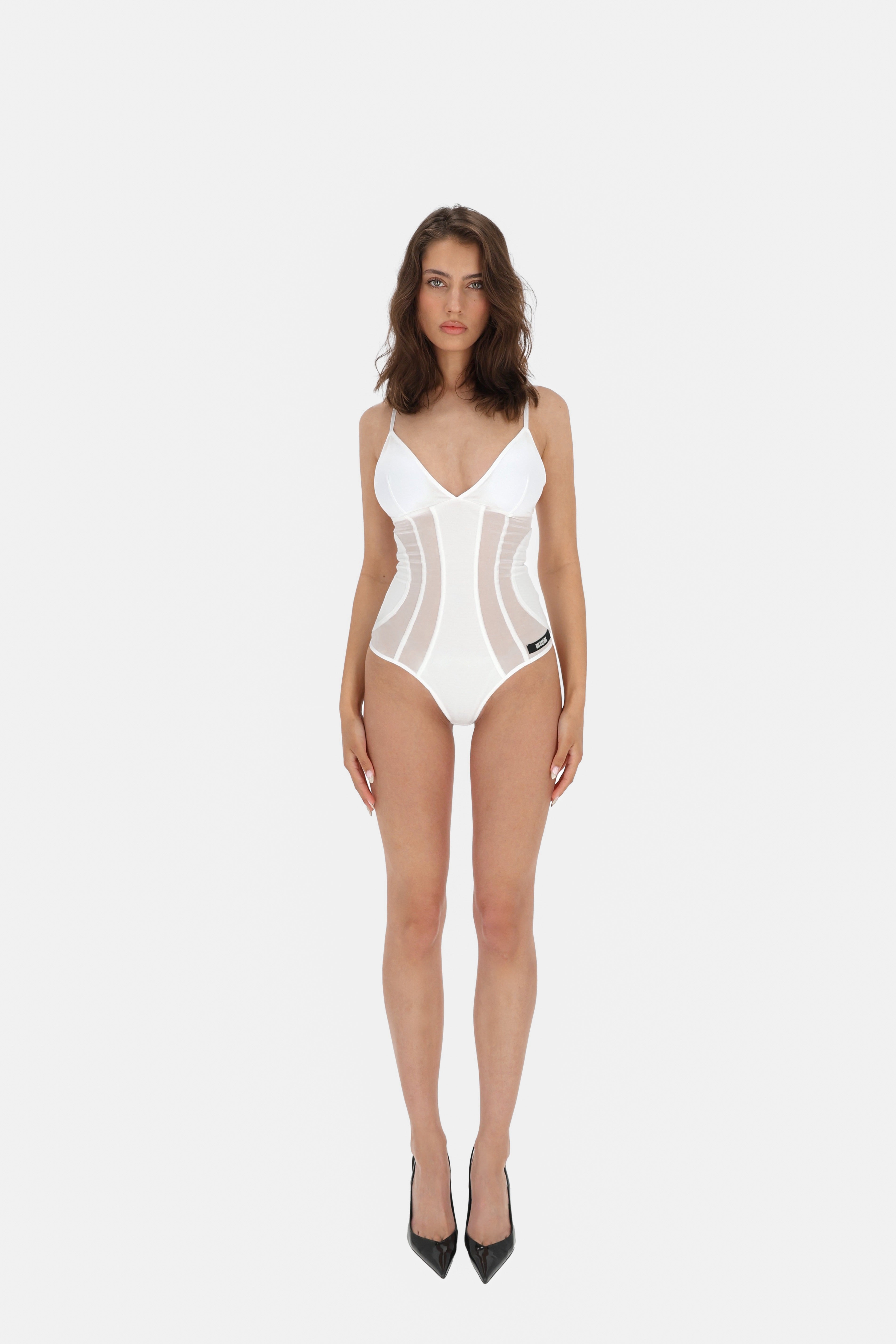 Shaping Mesh Bodysuit, White